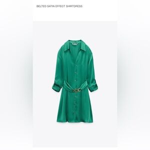 Emerald Button-Up belted Dress